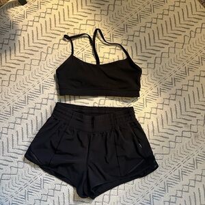 Black Sports Bra and Shorts Set
